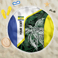 Personalised PNG Morobe Province Beach Blanket Bird of Paradise Tattoo Flag Motif - Polynesian Pride