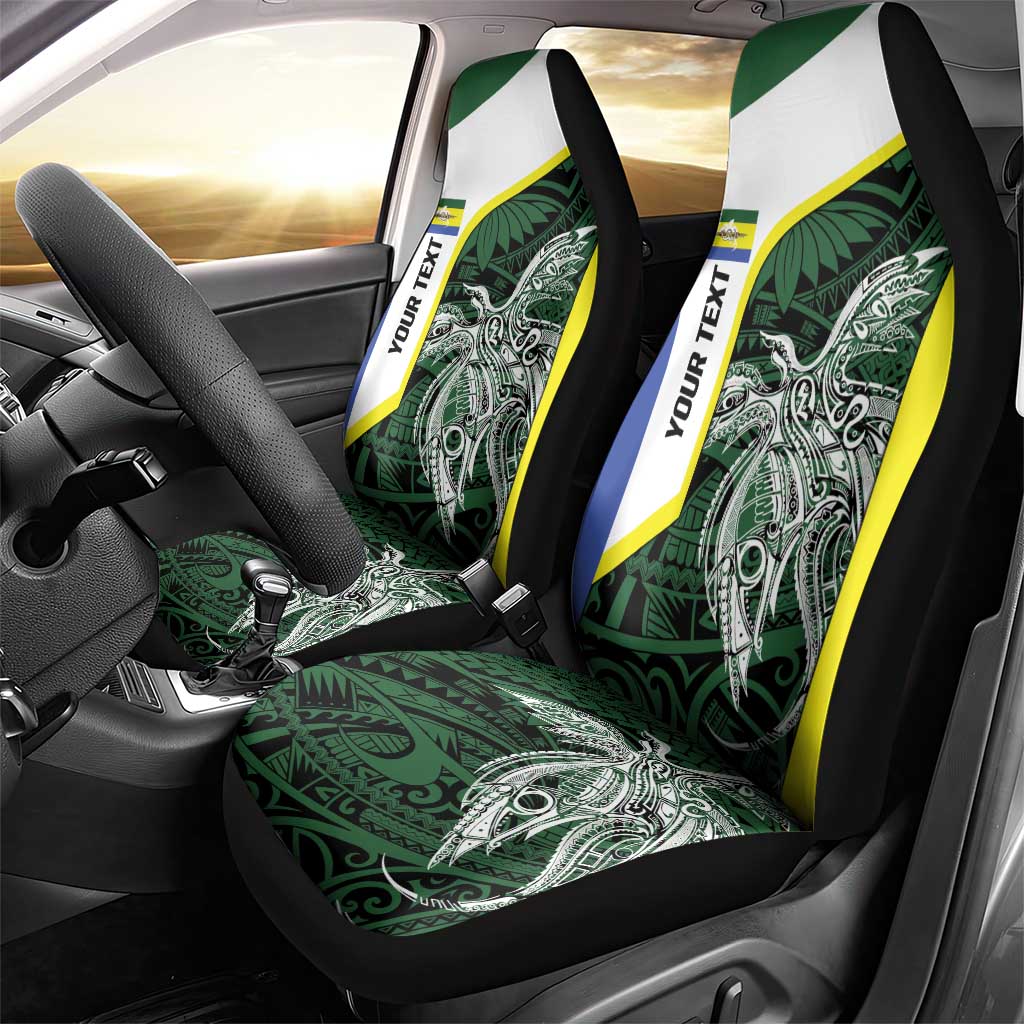 Personalised PNG Morobe Province Car Seat Cover Bird of Paradise Tattoo Flag Motif LT9 - Polynesian Pride