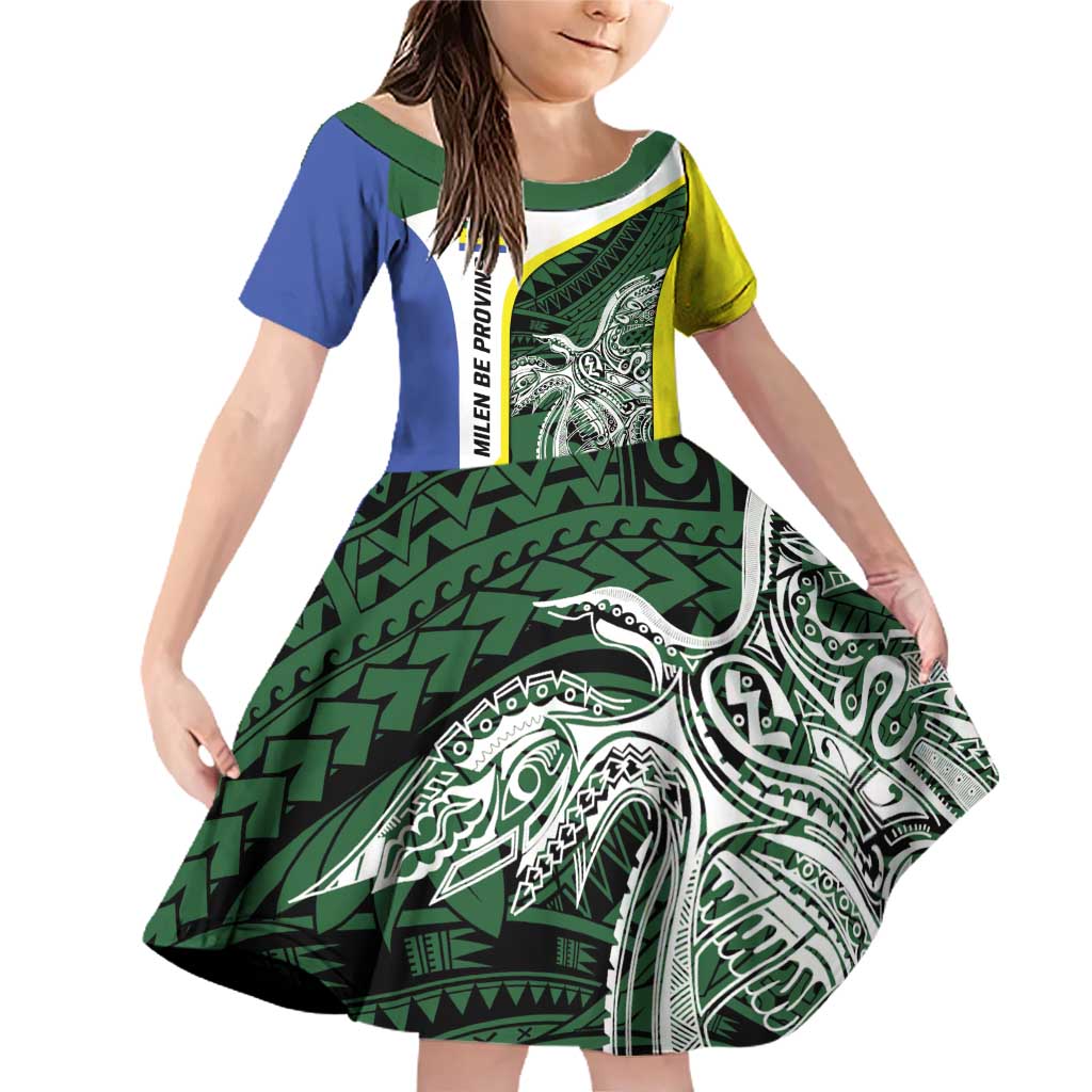 Personalised PNG Morobe Province Family Matching Off Shoulder Short Dress and Hawaiian Shirt Bird of Paradise Tattoo Flag Motif - Polynesian Pride