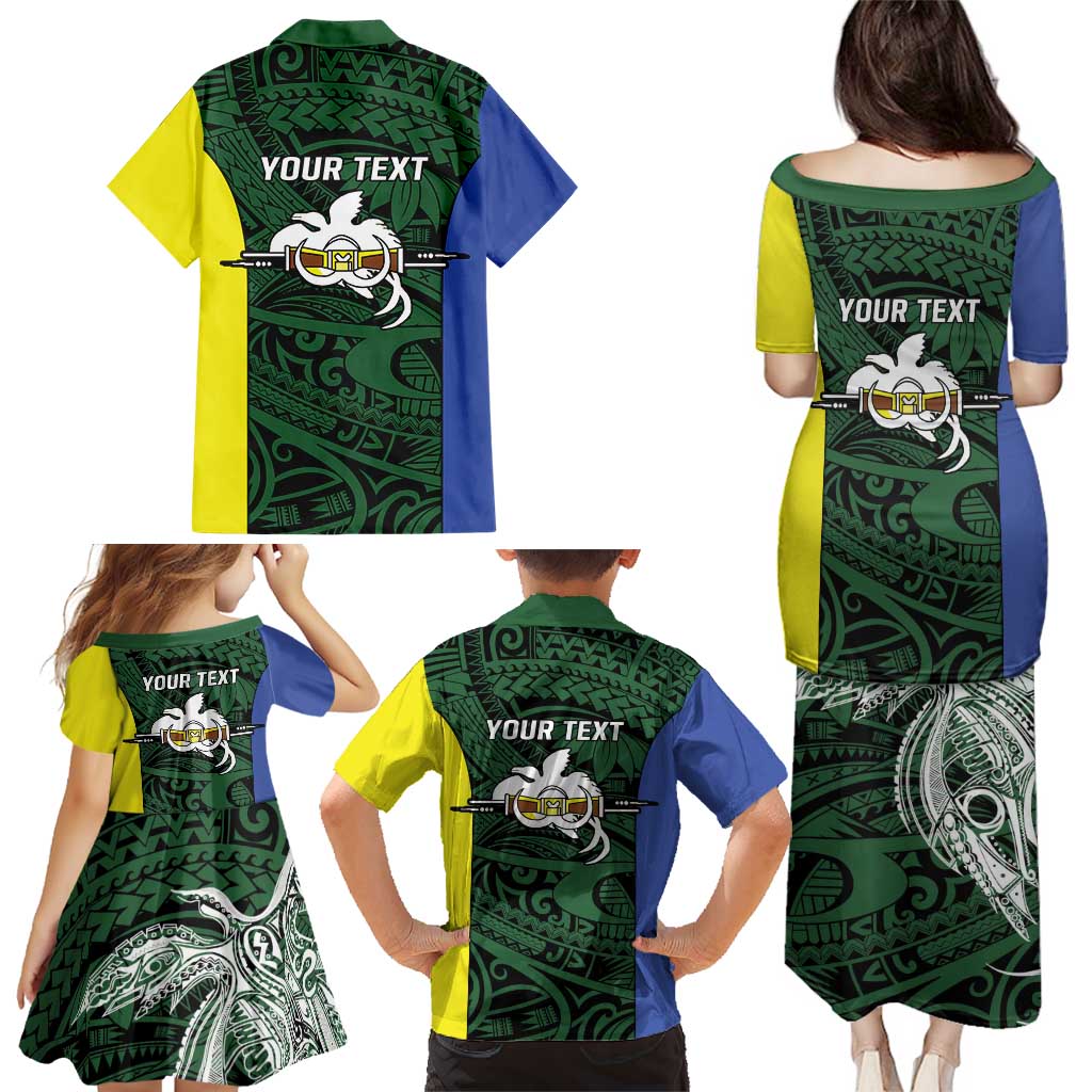 Personalised PNG Morobe Province Family Matching Puletasi and Hawaiian Shirt Bird of Paradise Tattoo Flag Motif - Polynesian Pride