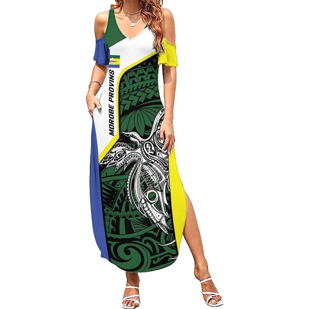 Personalised PNG Morobe Province Family Matching Summer Maxi Dress and Hawaiian Shirt Bird of Paradise Tattoo Flag Motif - Polynesian Pride