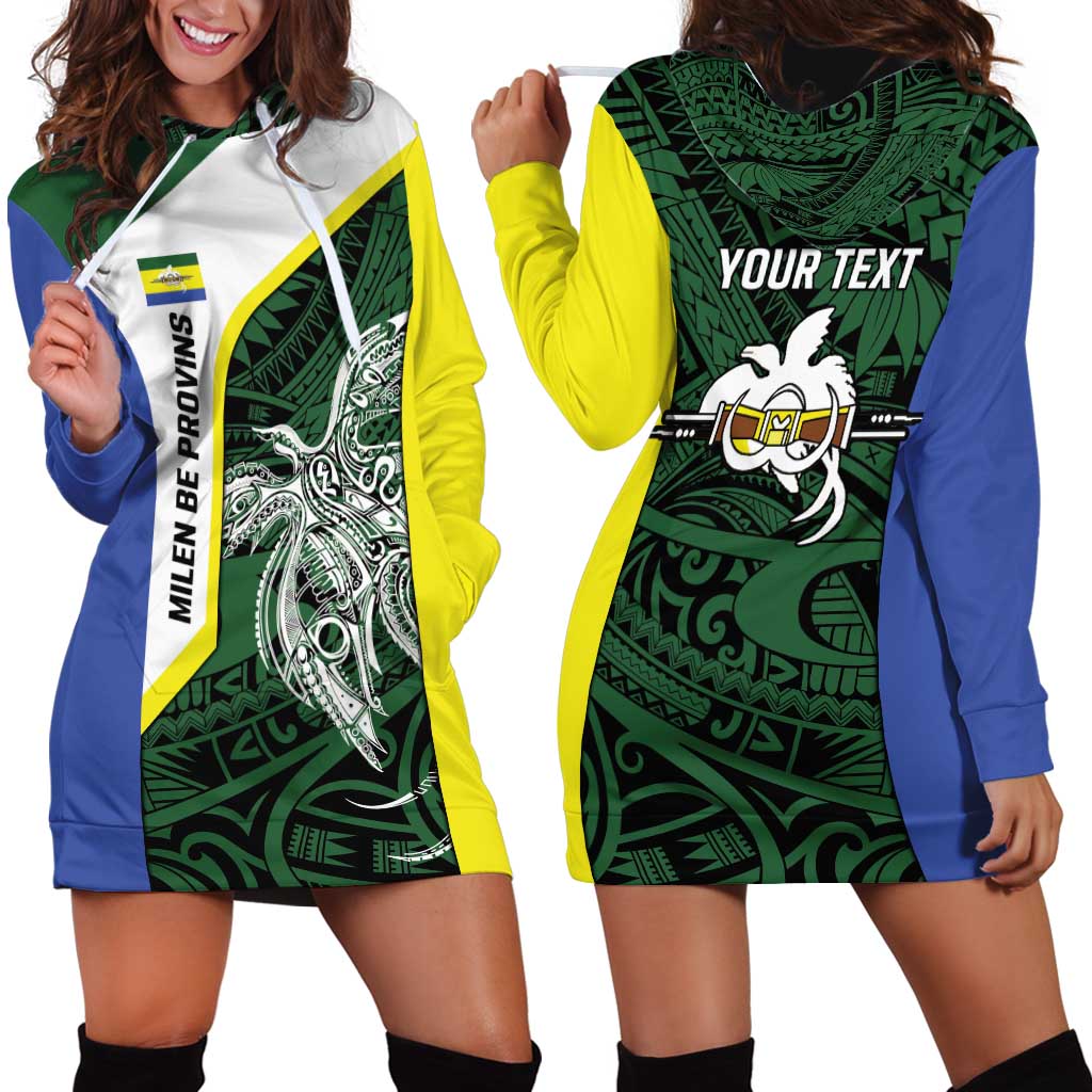 Personalised PNG Morobe Province Hoodie Dress Bird of Paradise Tattoo Flag Motif - Polynesian Pride