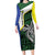 Personalised PNG Morobe Province Long Sleeve Bodycon Dress Bird of Paradise Tattoo Flag Motif - Polynesian Pride