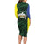 Personalised PNG Morobe Province Long Sleeve Bodycon Dress Bird of Paradise Tattoo Flag Motif - Polynesian Pride