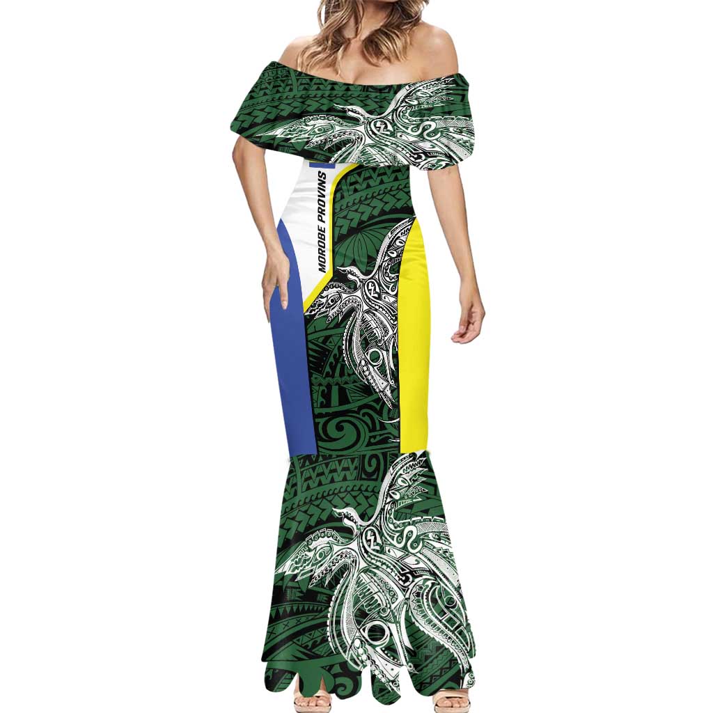 Personalised PNG Morobe Province Mermaid Dress Bird of Paradise Tattoo Flag Motif LT9 - Polynesian Pride
