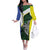 Personalised PNG Morobe Province Off The Shoulder Long Sleeve Dress Bird of Paradise Tattoo Flag Motif - Polynesian Pride