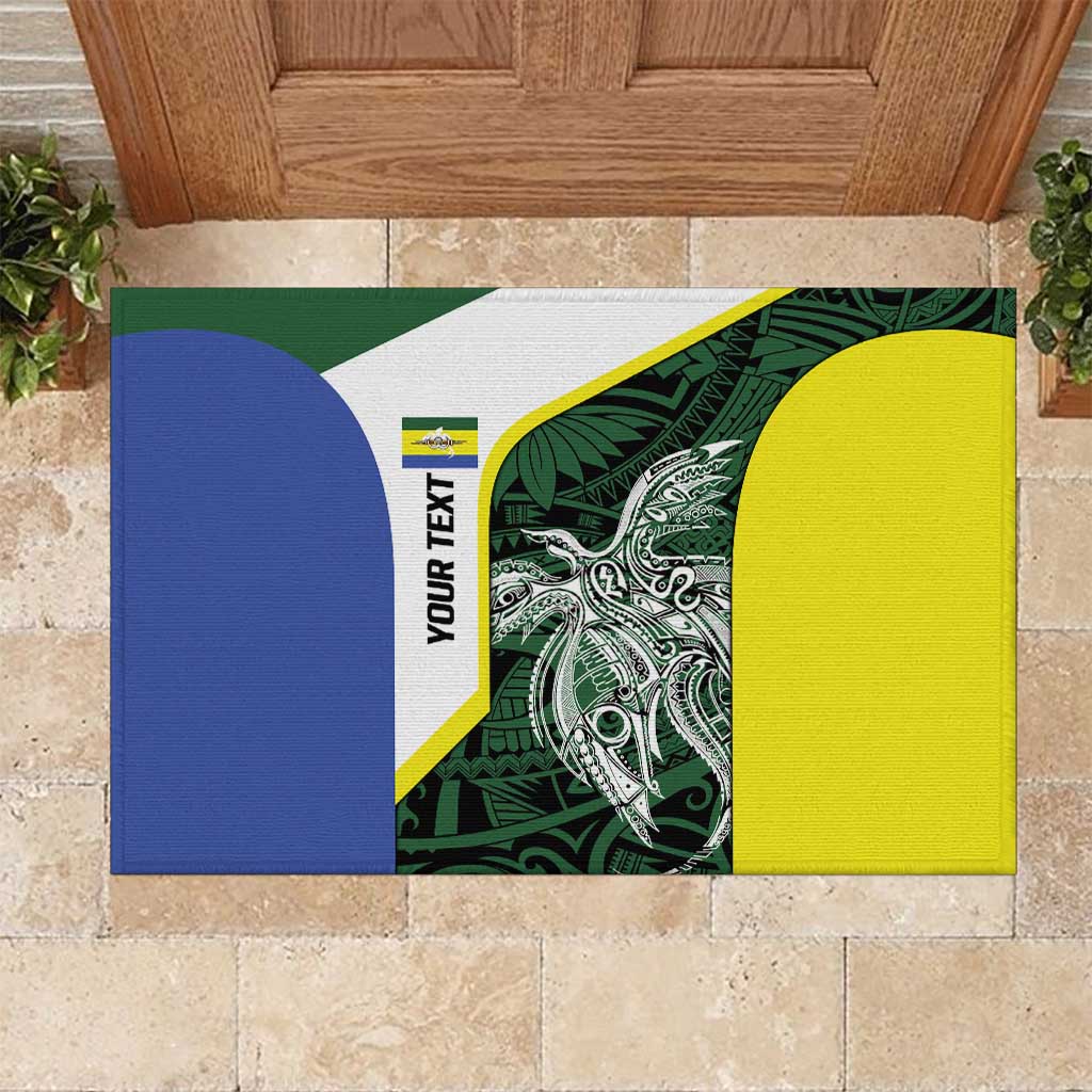Personalised PNG Morobe Province Rubber Doormat Bird of Paradise Tattoo Flag Motif - Polynesian Pride