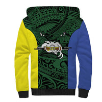 Personalised PNG Morobe Province Sherpa Hoodie Bird of Paradise Tattoo Flag Motif - Polynesian Pride