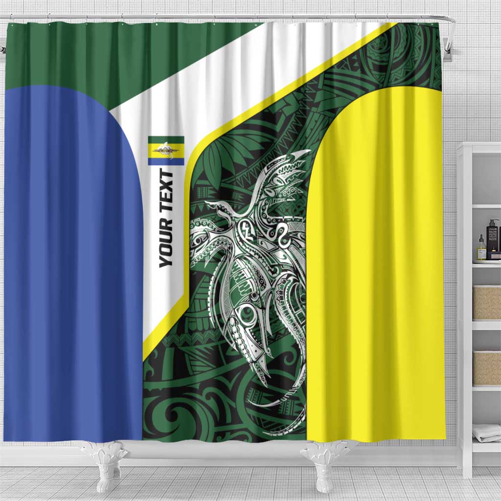 Personalised PNG Morobe Province Shower Curtain Bird of Paradise Tattoo Flag Motif - Polynesian Pride