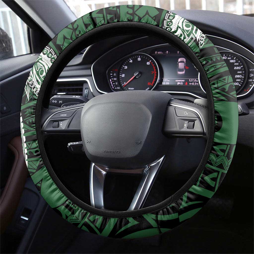 PNG Morobe Province Steering Wheel Cover Bird of Paradise Tattoo Flag Motif - Polynesian Pride