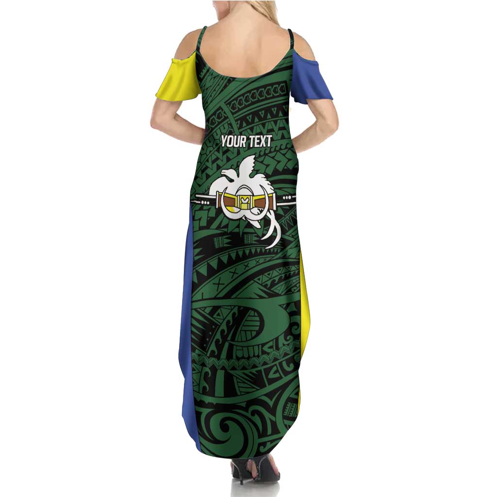 Personalised PNG Morobe Province Summer Maxi Dress Bird of Paradise Tattoo Flag Motif - Polynesian Pride