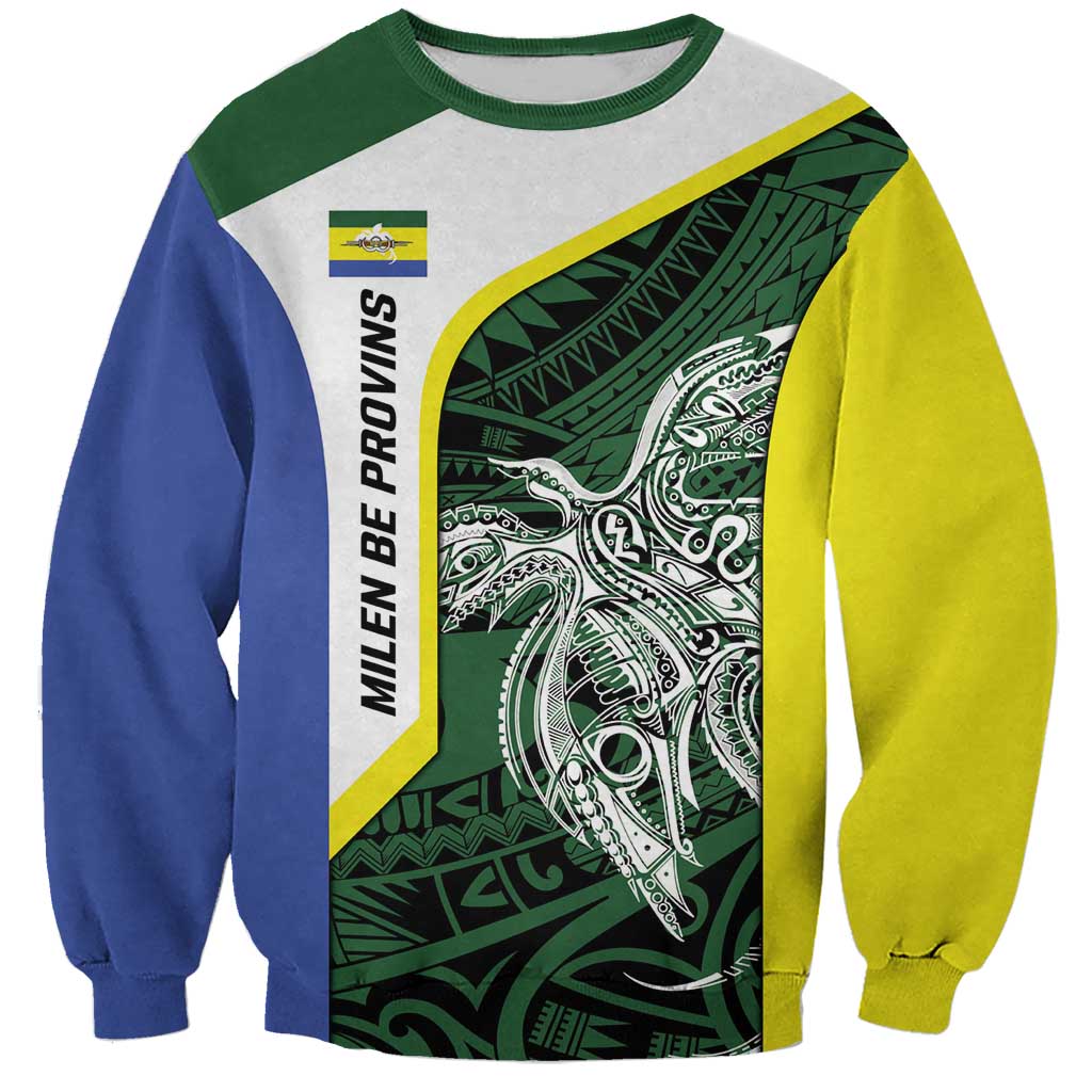 Personalised PNG Morobe Province Sweatshirt Bird of Paradise Tattoo Flag Motif - Polynesian Pride