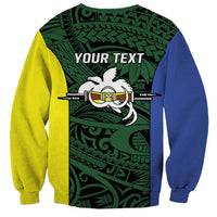 Personalised PNG Morobe Province Sweatshirt Bird of Paradise Tattoo Flag Motif - Polynesian Pride