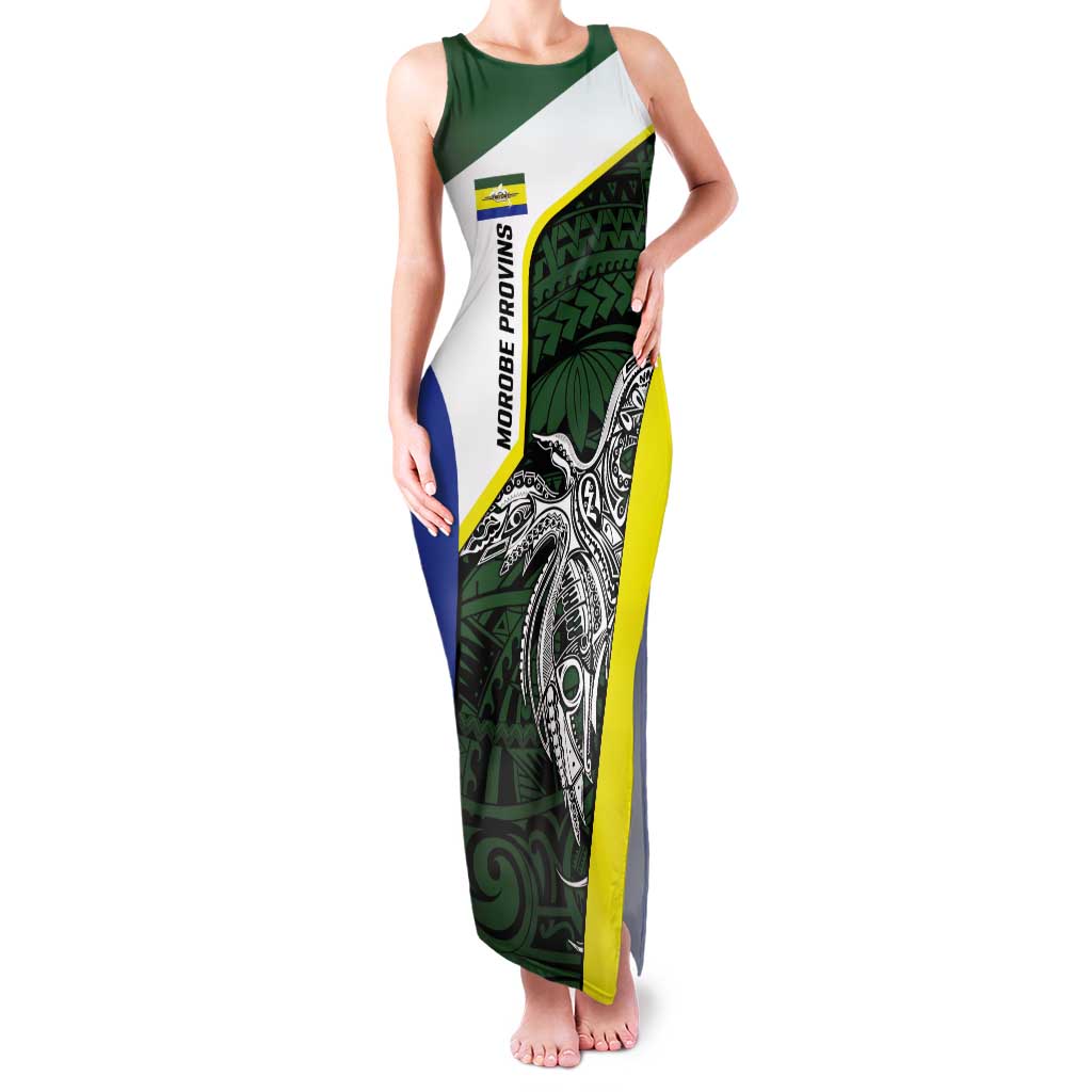 Personalised PNG Morobe Province Tank Maxi Dress Bird of Paradise Tattoo Flag Motif - Polynesian Pride