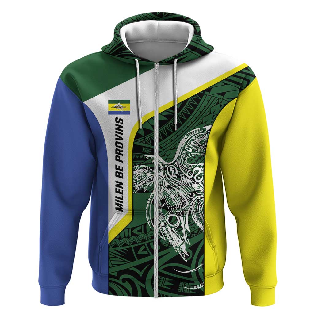 Personalised PNG Morobe Province Zip Hoodie Bird of Paradise Tattoo Flag Motif - Polynesian Pride
