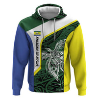 Personalised PNG Morobe Province Zip Hoodie Bird of Paradise Tattoo Flag Motif LT9 Pullover Hoodie Green - Polynesian Pride