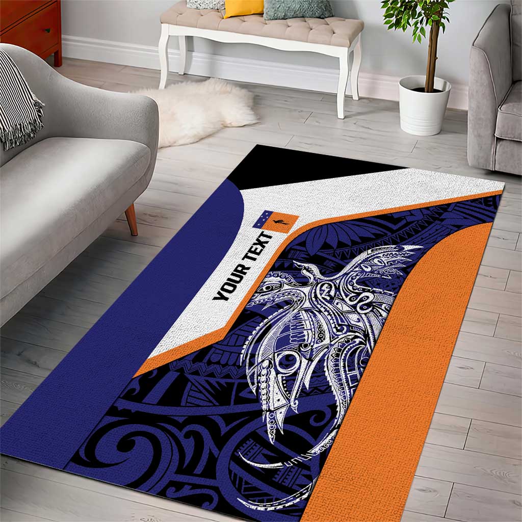 Personalised PNG New Ireland Area Rug Bird of Paradise Tattoo Flag Motif - Polynesian Pride