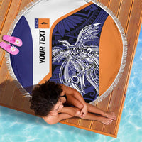 Personalised PNG New Ireland Beach Blanket Bird of Paradise Tattoo Flag Motif - Polynesian Pride