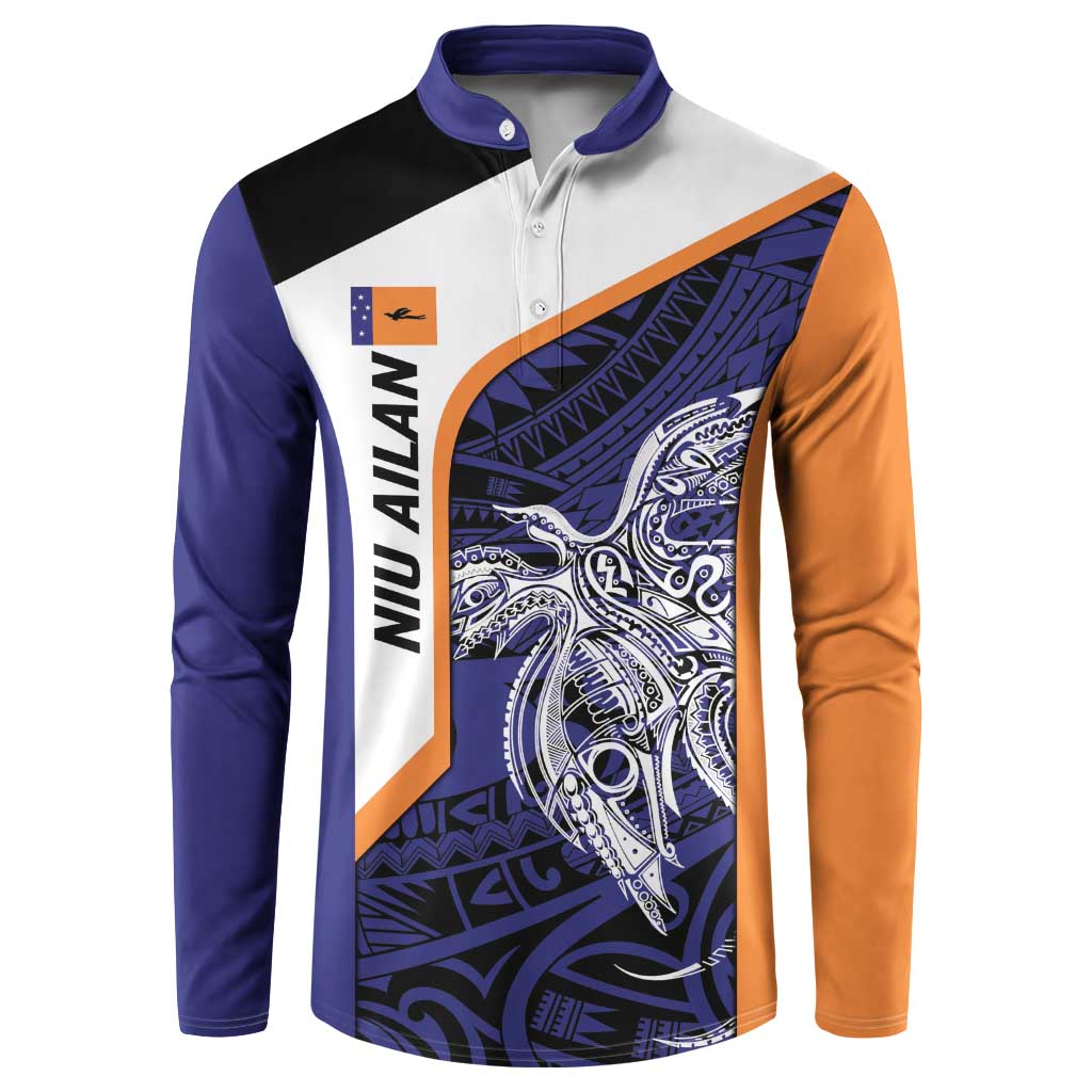 Personalised PNG New Ireland Button Sweatshirt Bird of Paradise Tattoo Flag Motif - Polynesian Pride