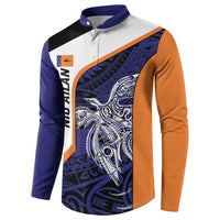 Personalised PNG New Ireland Button Sweatshirt Bird of Paradise Tattoo Flag Motif - Polynesian Pride