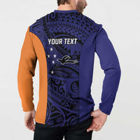 Personalised PNG New Ireland Button Sweatshirt Bird of Paradise Tattoo Flag Motif - Polynesian Pride