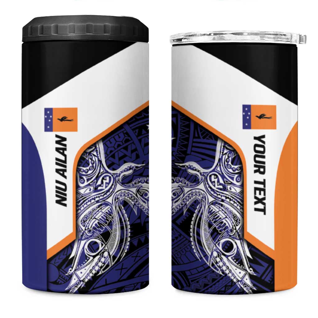 Personalised PNG New Ireland 4 in 1 Can Cooler Tumbler Bird of Paradise Tattoo Flag Motif - Polynesian Pride