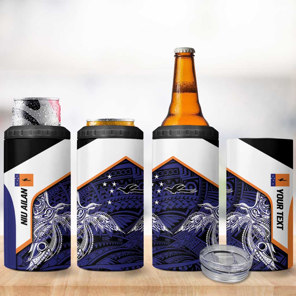 Personalised PNG New Ireland 4 in 1 Can Cooler Tumbler Bird of Paradise Tattoo Flag Motif - Polynesian Pride