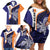 Personalised PNG New Ireland Family Matching Off Shoulder Short Dress and Hawaiian Shirt Bird of Paradise Tattoo Flag Motif - Polynesian Pride