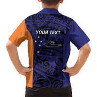 Personalised PNG New Ireland Family Matching Short Sleeve Bodycon Dress and Hawaiian Shirt Bird of Paradise Tattoo Flag Motif - Polynesian Pride