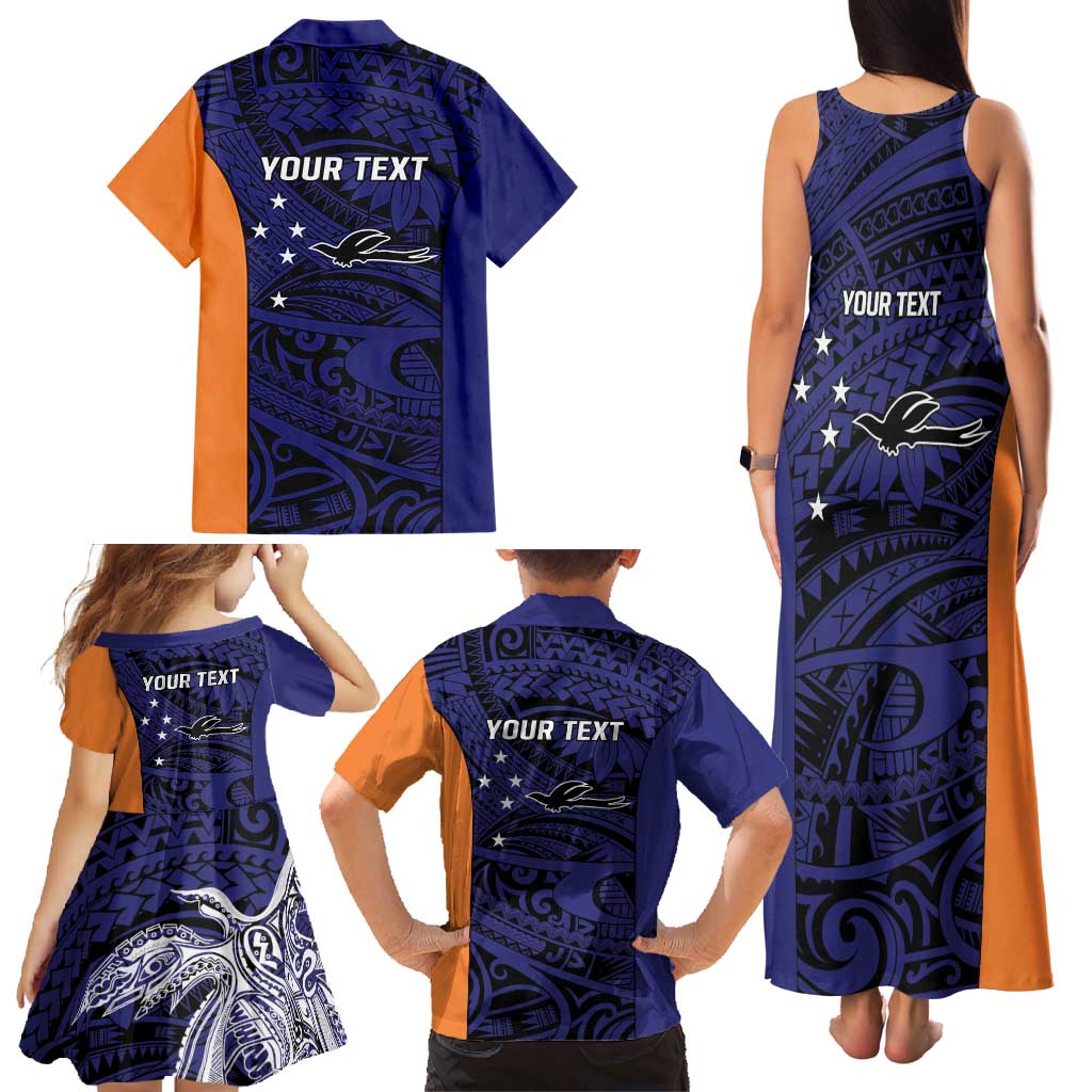 Personalised PNG New Ireland Family Matching Tank Maxi Dress and Hawaiian Shirt Bird of Paradise Tattoo Flag Motif - Polynesian Pride