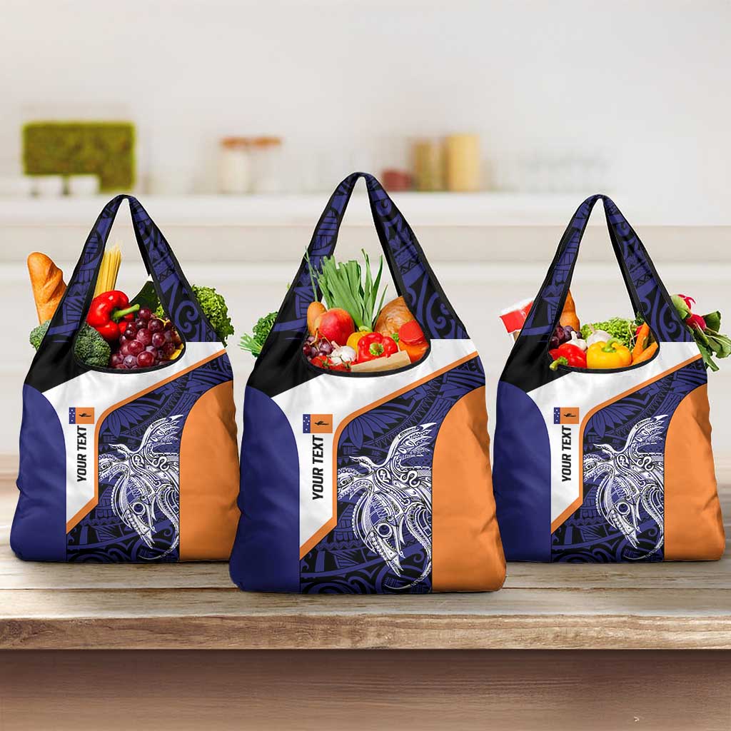 Personalised PNG New Ireland Grocery Bag Bird of Paradise Tattoo Flag Motif - Polynesian Pride