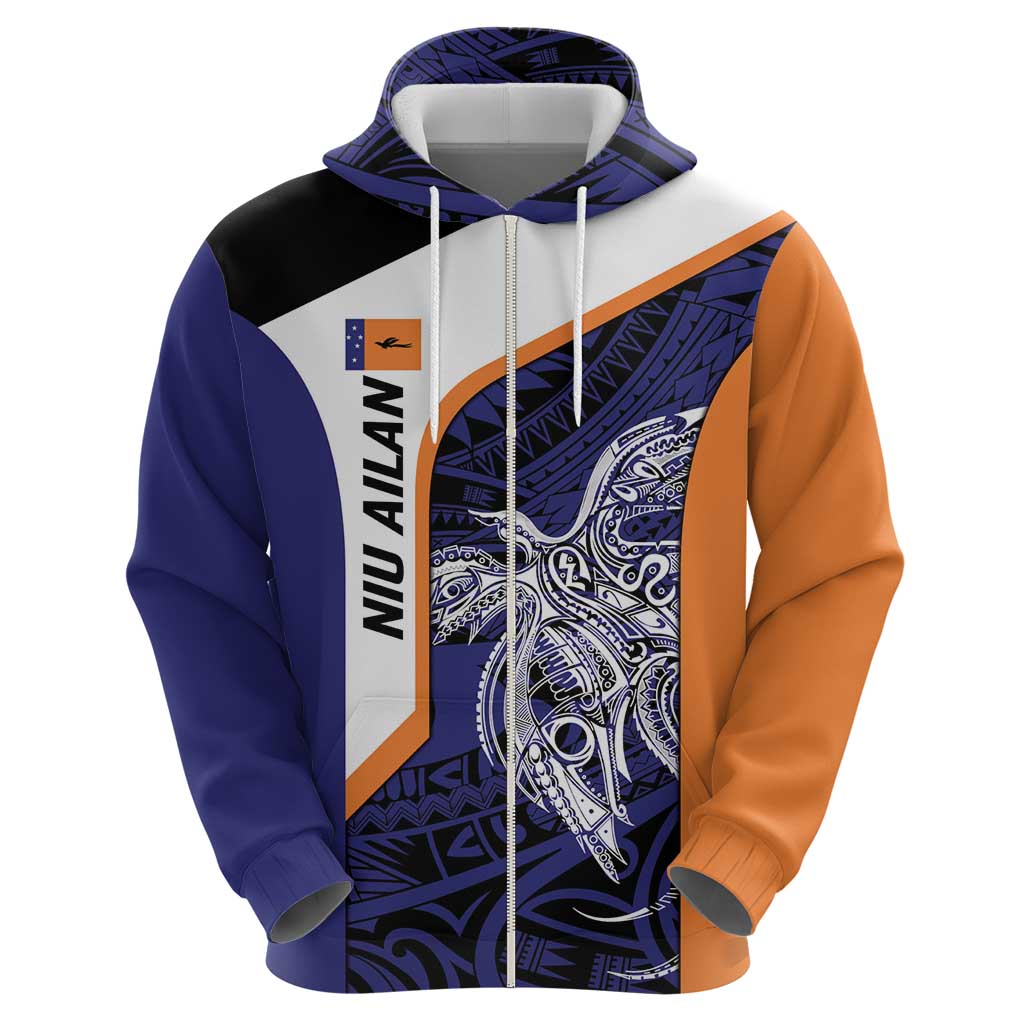 Personalised PNG New Ireland Hoodie Bird of Paradise Tattoo Flag Motif - Polynesian Pride