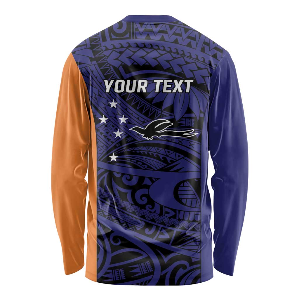 Personalised PNG New Ireland Long Sleeve Shirt Bird of Paradise Tattoo Flag Motif - Polynesian Pride