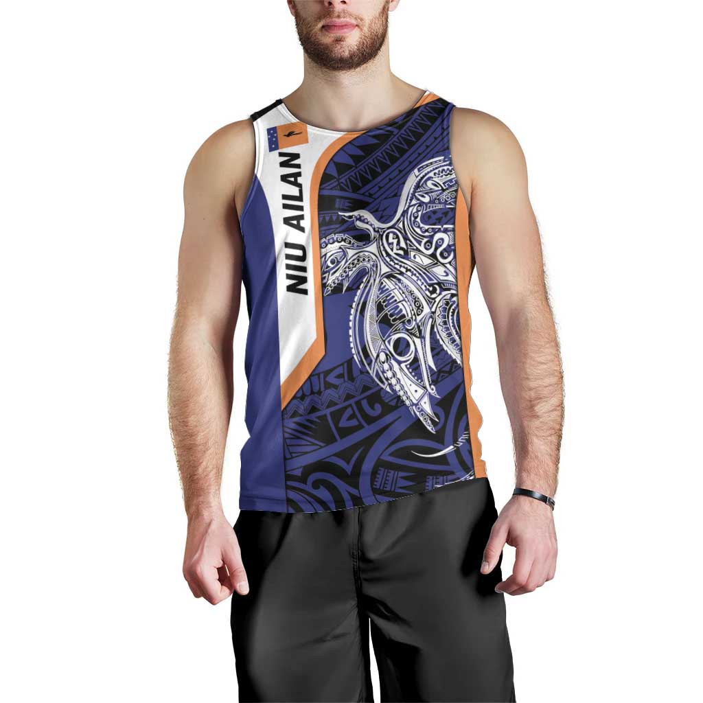 Personalised PNG New Ireland Men Tank Top Bird of Paradise Tattoo Flag Motif LT9 - Polynesian Pride