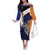 Personalised PNG New Ireland Off The Shoulder Long Sleeve Dress Bird of Paradise Tattoo Flag Motif - Polynesian Pride