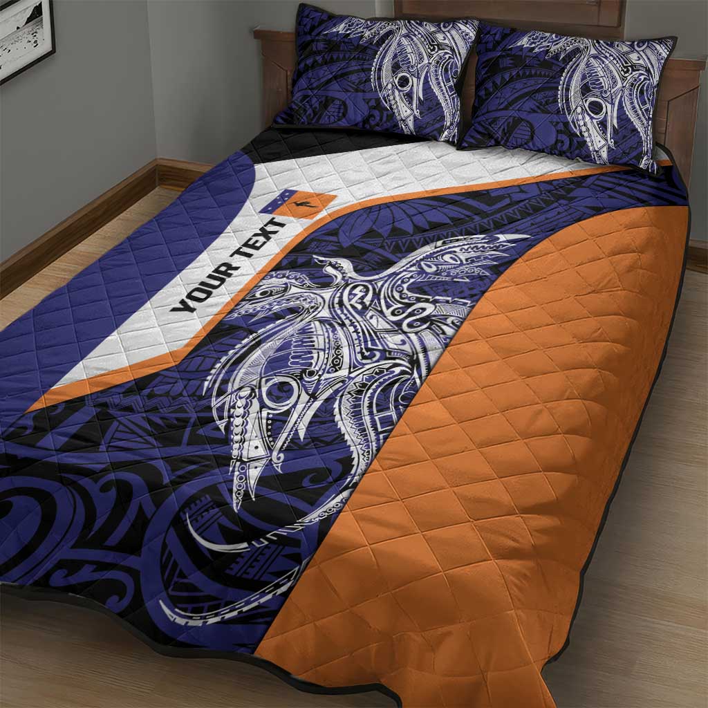 Personalised PNG New Ireland Quilt Bed Set Bird of Paradise Tattoo Flag Motif - Polynesian Pride
