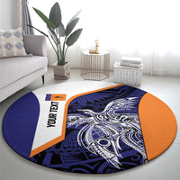 Personalised PNG New Ireland Round Carpet Bird of Paradise Tattoo Flag Motif - Polynesian Pride