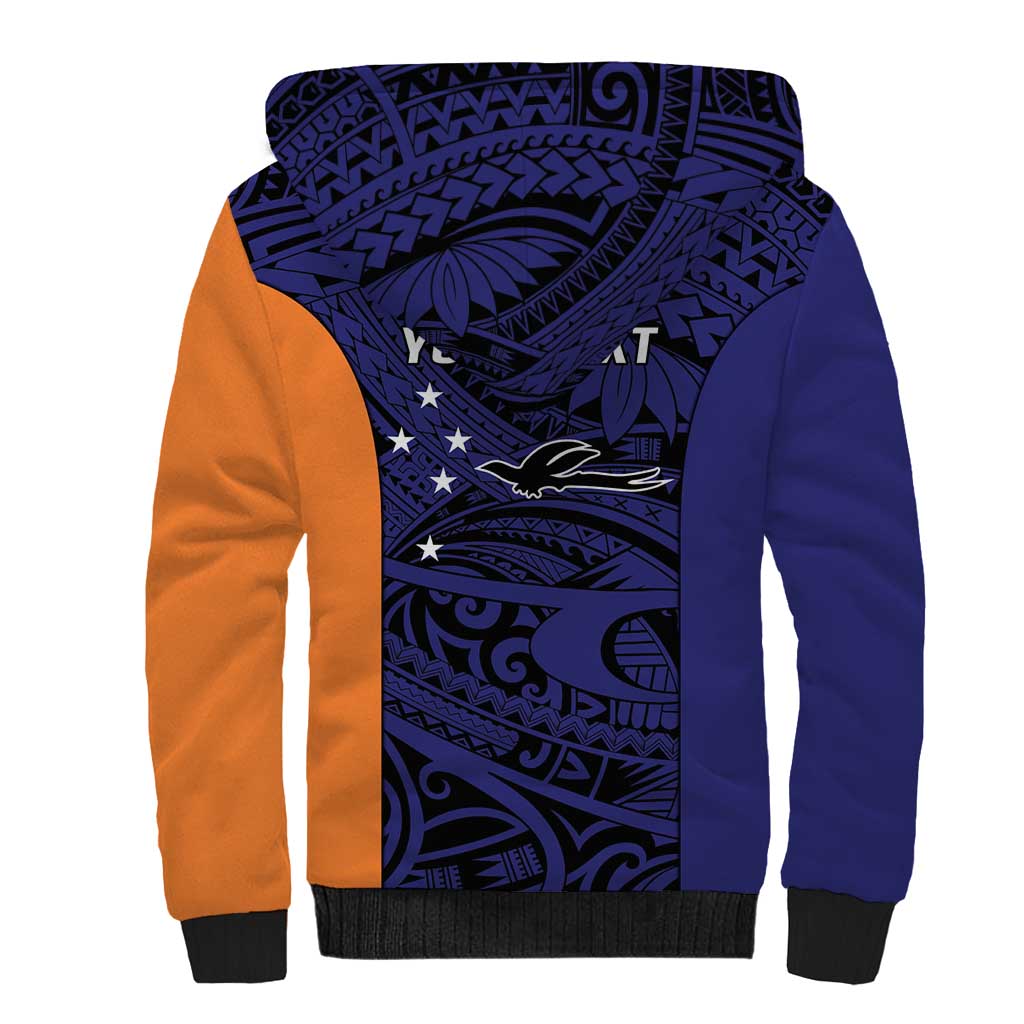 Personalised PNG New Ireland Sherpa Hoodie Bird of Paradise Tattoo Flag Motif - Polynesian Pride