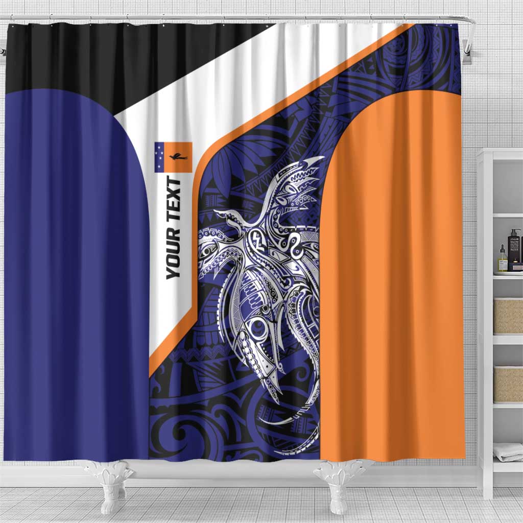 Personalised PNG New Ireland Shower Curtain Bird of Paradise Tattoo Flag Motif - Polynesian Pride
