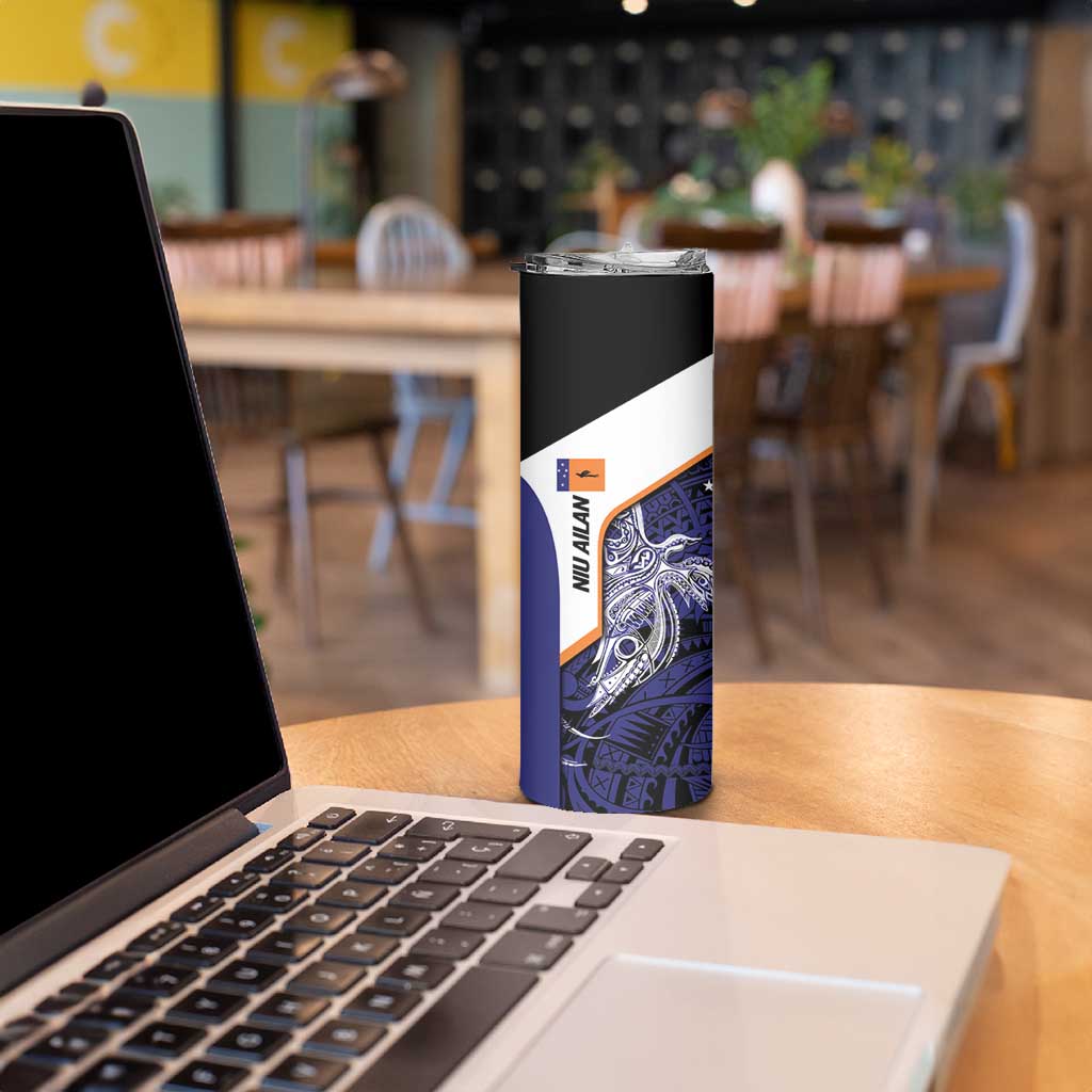 Personalised PNG New Ireland Skinny Tumbler Bird of Paradise Tattoo Flag Motif - Polynesian Pride