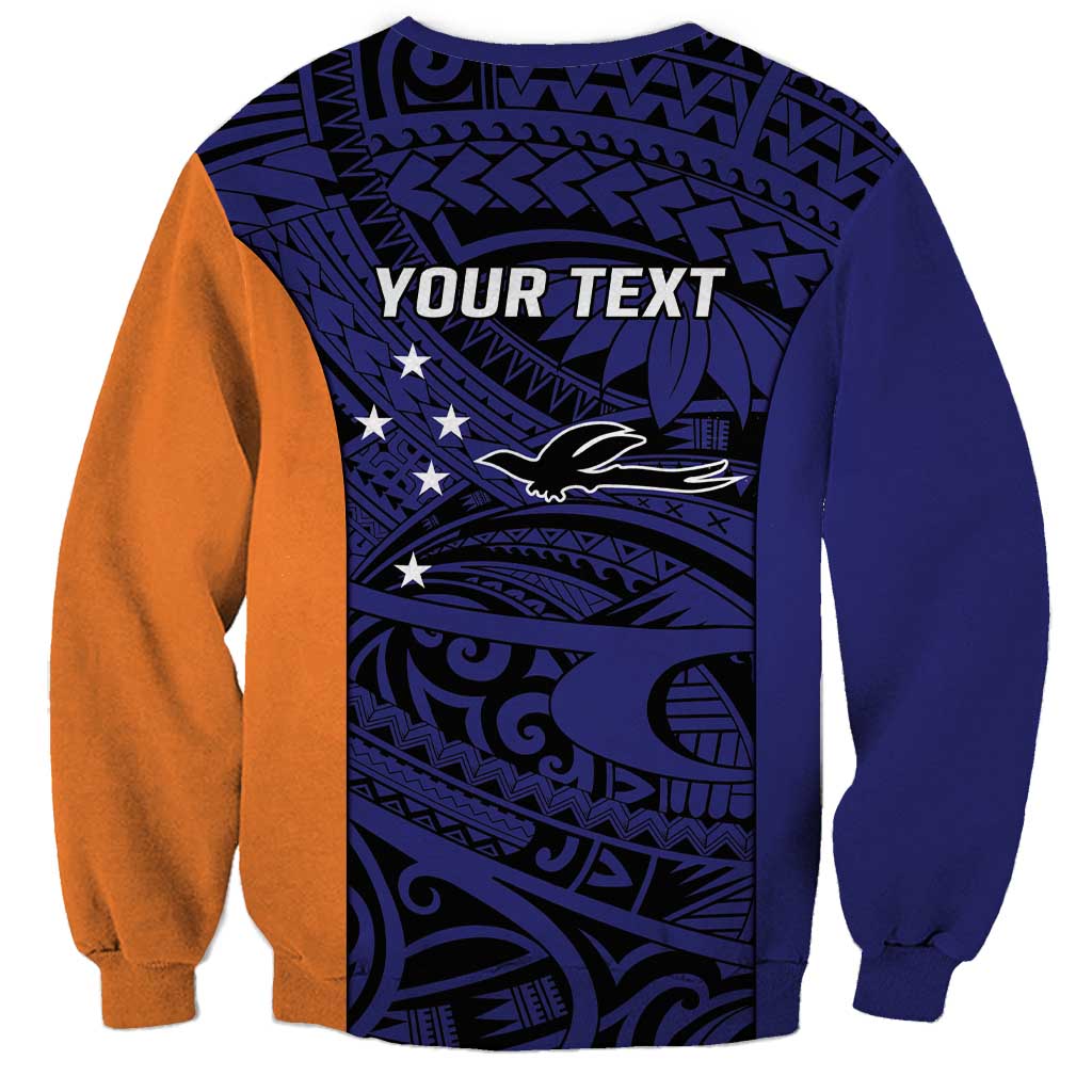 Personalised PNG New Ireland Sweatshirt Bird of Paradise Tattoo Flag Motif - Polynesian Pride
