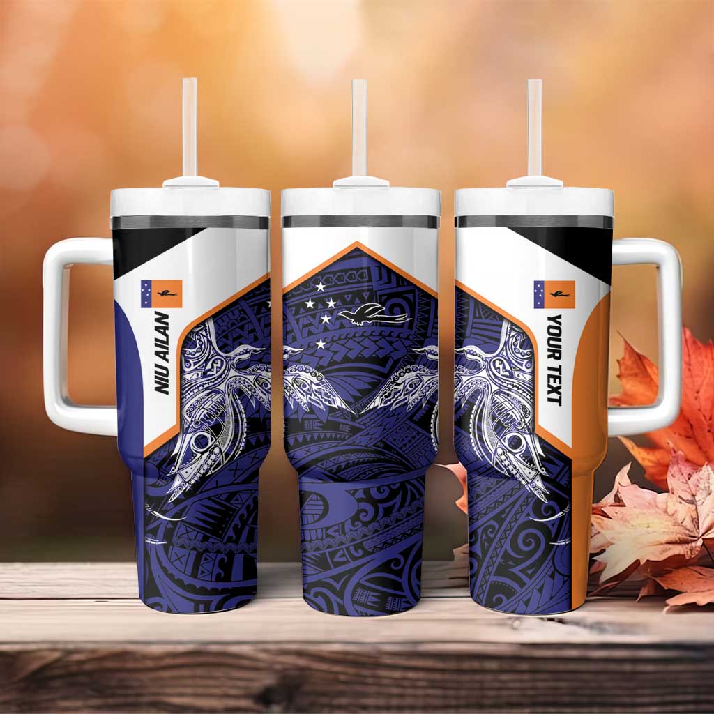 Personalised PNG New Ireland Tumbler With Handle Bird of Paradise Tattoo Flag Motif - Polynesian Pride