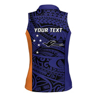 Personalised PNG New Ireland Women Sleeveless Polo Shirt Bird of Paradise Tattoo Flag Motif - Polynesian Pride