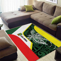Personalised PNG Oro Province Area Rug Bird of Paradise Tattoo Flag Motif - Polynesian Pride