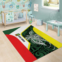 Personalised PNG Oro Province Area Rug Bird of Paradise Tattoo Flag Motif - Polynesian Pride