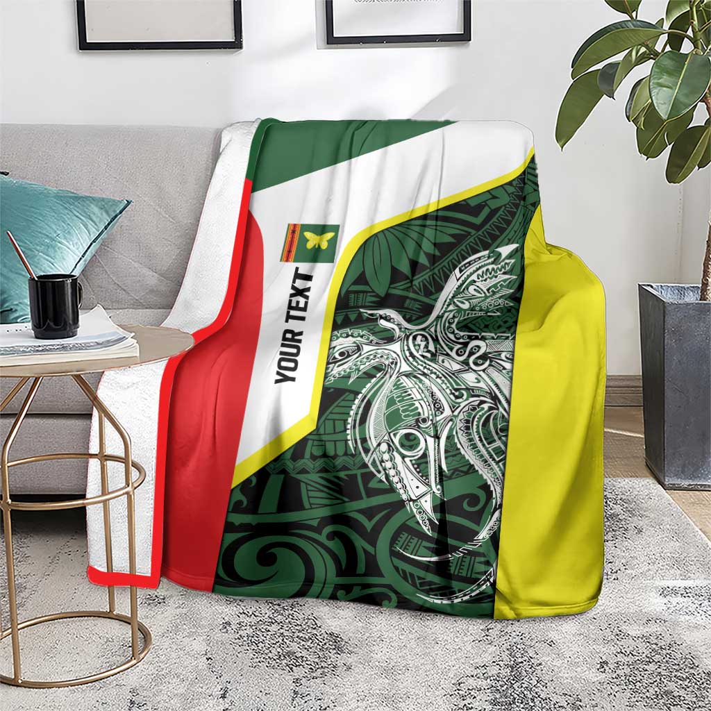 Personalised PNG Oro Province Blanket Bird of Paradise Tattoo Flag Motif - Polynesian Pride