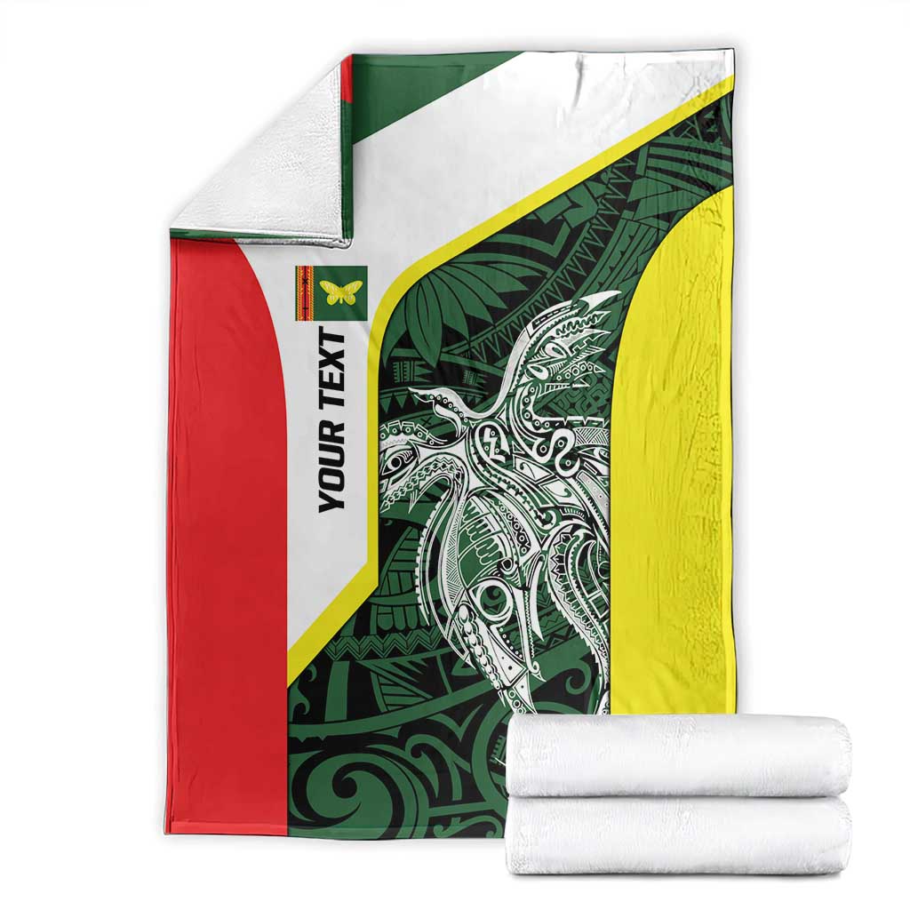 Personalised PNG Oro Province Blanket Bird of Paradise Tattoo Flag Motif - Polynesian Pride
