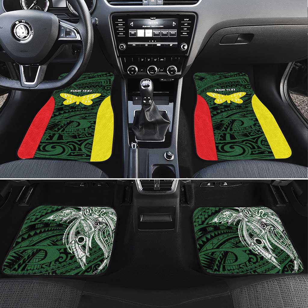 Personalised PNG Oro Province Car Mats Bird of Paradise Tattoo Flag Motif - Polynesian Pride