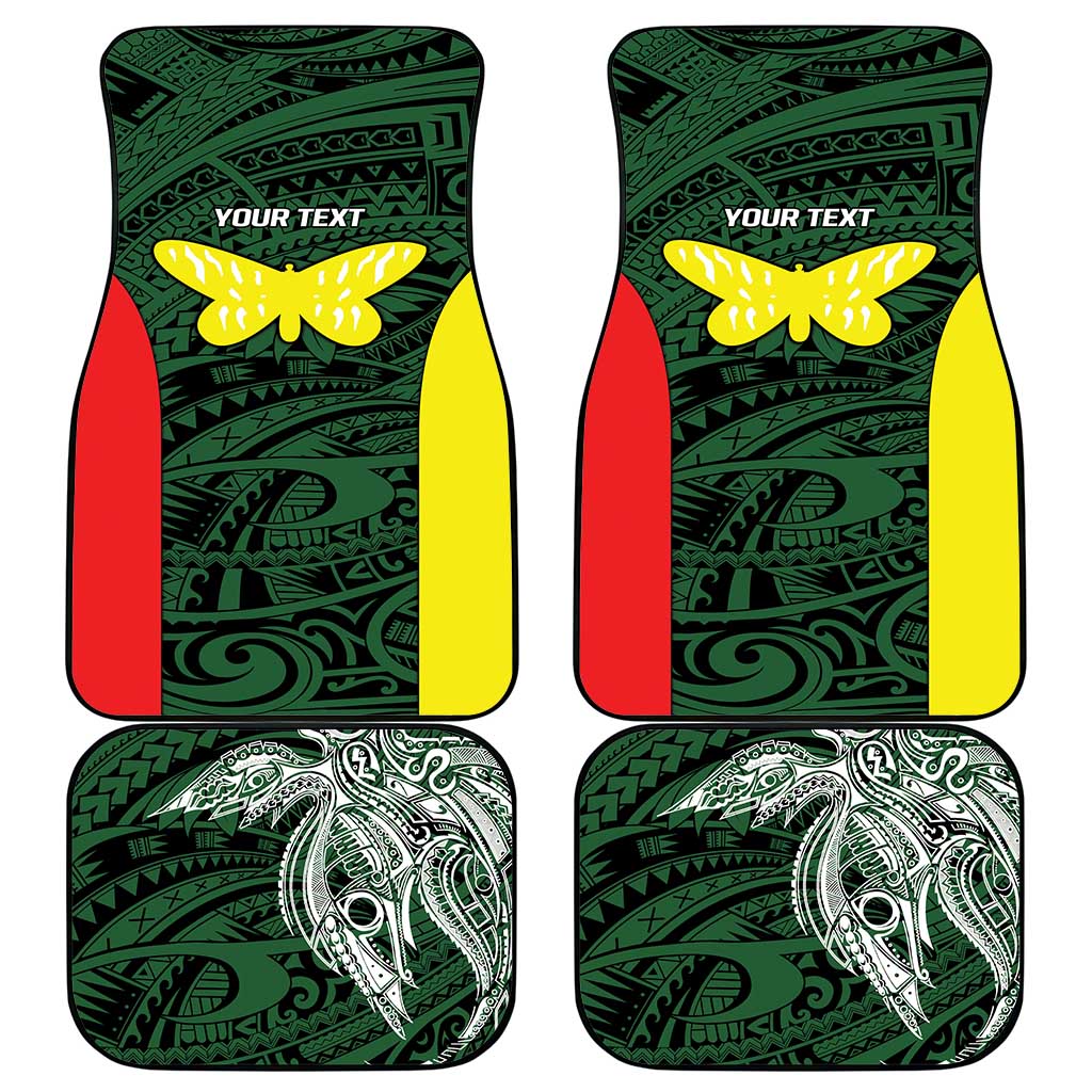 Personalised PNG Oro Province Car Mats Bird of Paradise Tattoo Flag Motif - Polynesian Pride