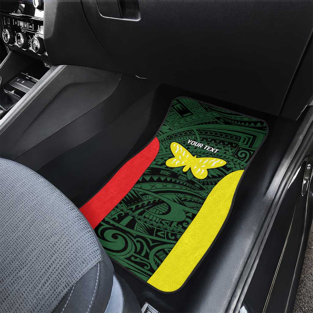 Personalised PNG Oro Province Car Mats Bird of Paradise Tattoo Flag Motif - Polynesian Pride